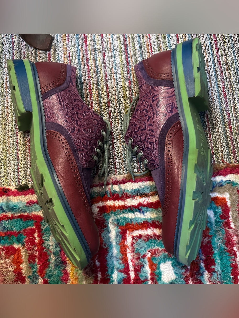 Fluevog NEARLY NEW Guardian Angel Nathaniel purple double wingtip derby- 11.5 - Picture 9 of 16
